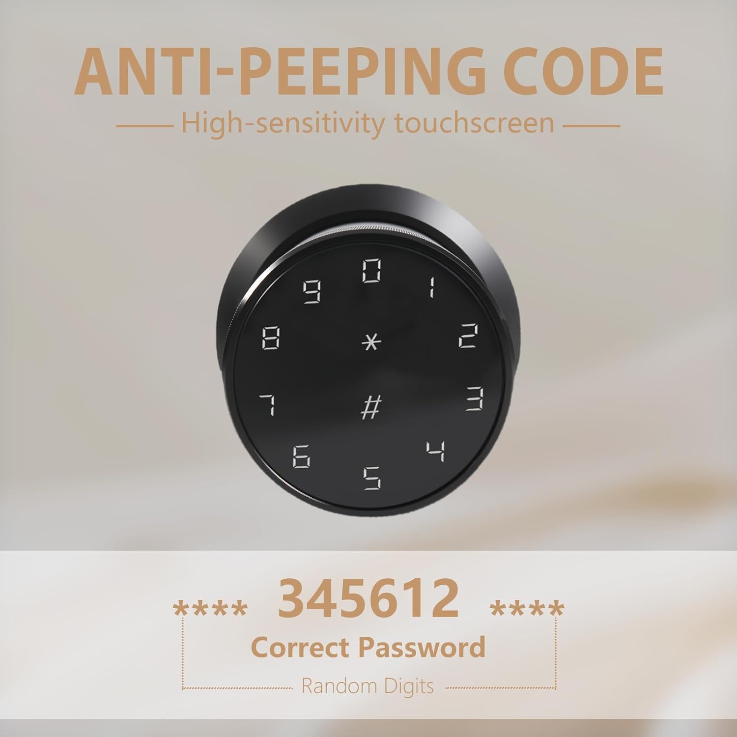 Fingerprint Door Knob, Keyless Entry Smart Door Knob with Touchscreen Keypad, Key FOB, App Control, Auto Lock, Voice Prompts, 300+ User Capacity, Door Lock for Bedroom, Gate, Office, Matte Black