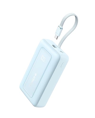 ANKER Zolo Power Bank, 20,000mAh 30W High-Speed Portable Charger with Built-in C Cable, USB-C&A, Battery Pack for iPhone 16/15/15 Pro/15 Pro Max/15 Plus, MacBook, Galaxy, and More
