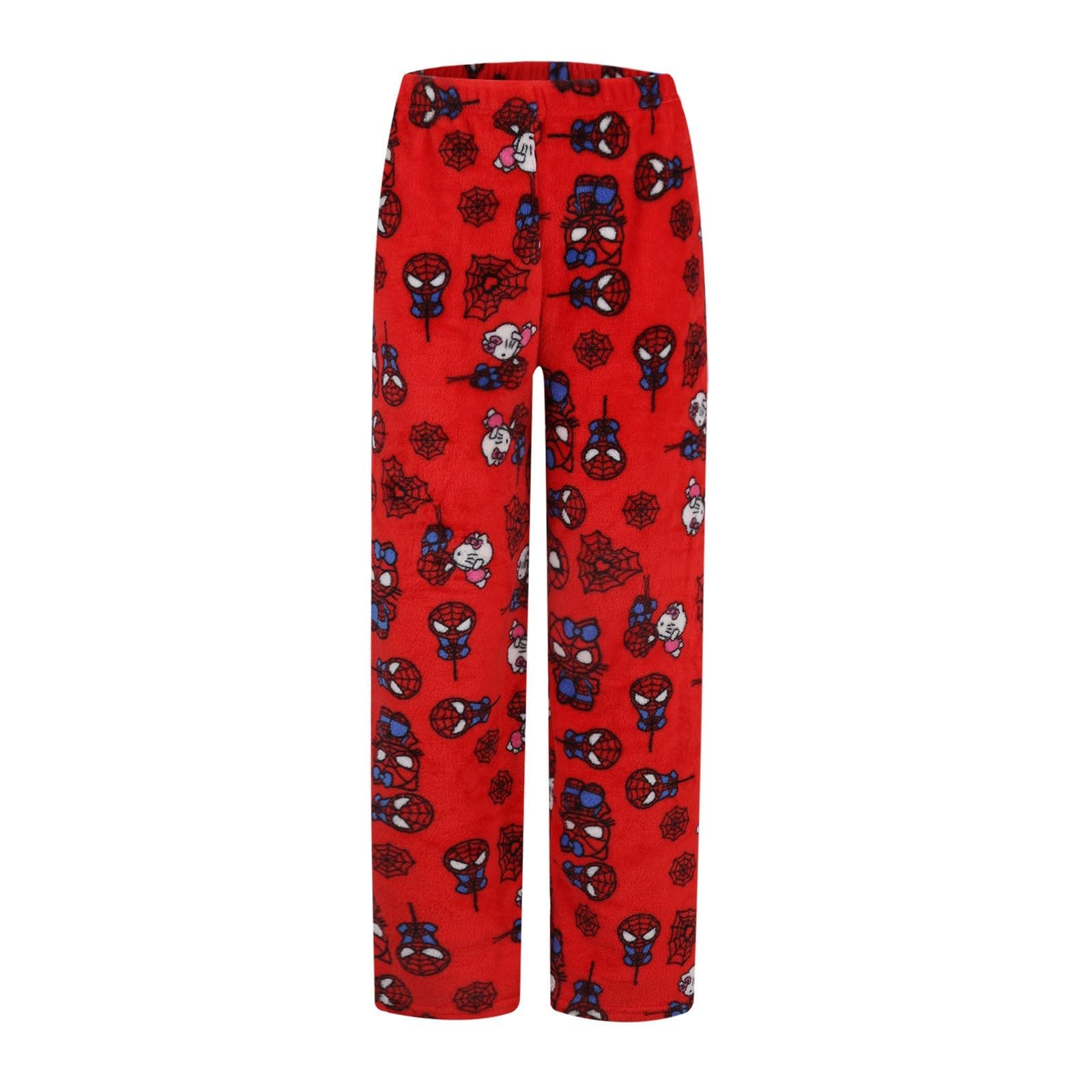 Cartoon Pajamas Pants for Women Girls Cute Cat Print Flannel Sleep Bottoms Halloween Christmas Sleepwear