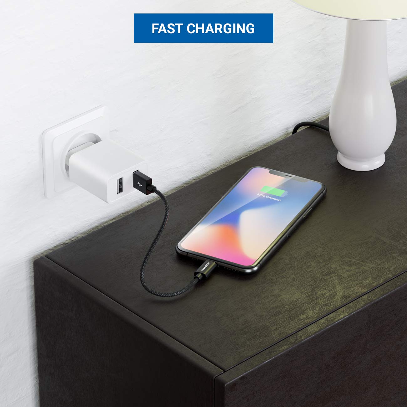 deleyCON 0,15m Lightning 8 Pin Cavo di Ricarica USB Apple MFI per iPhone 14 Pro Max - Nero
