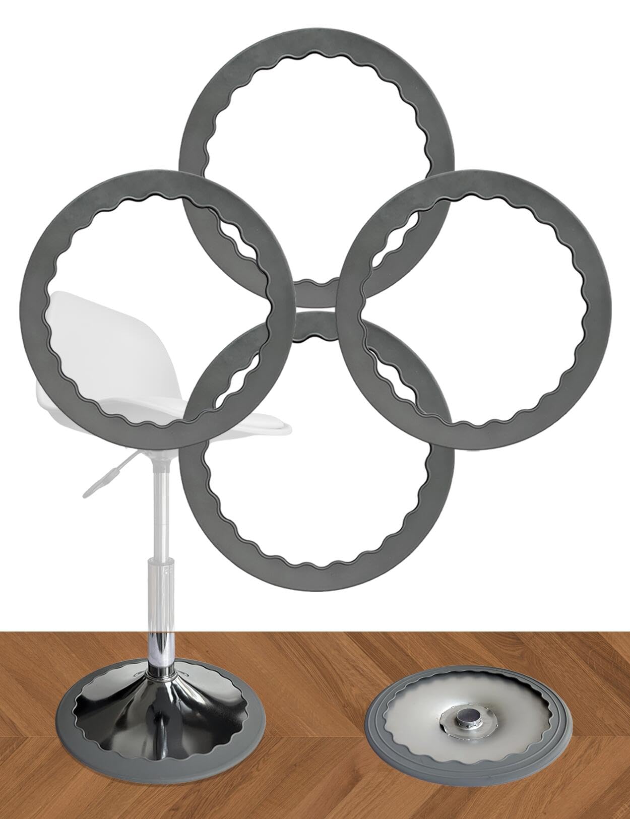 Runspich 4 PCS Bar Stool Leg Floor Protectors Ring, Silicone Chair Leg Floor Protectors Covers, Silent and Scratch-Proof, Stretchable, Fits 16.5"-18.5