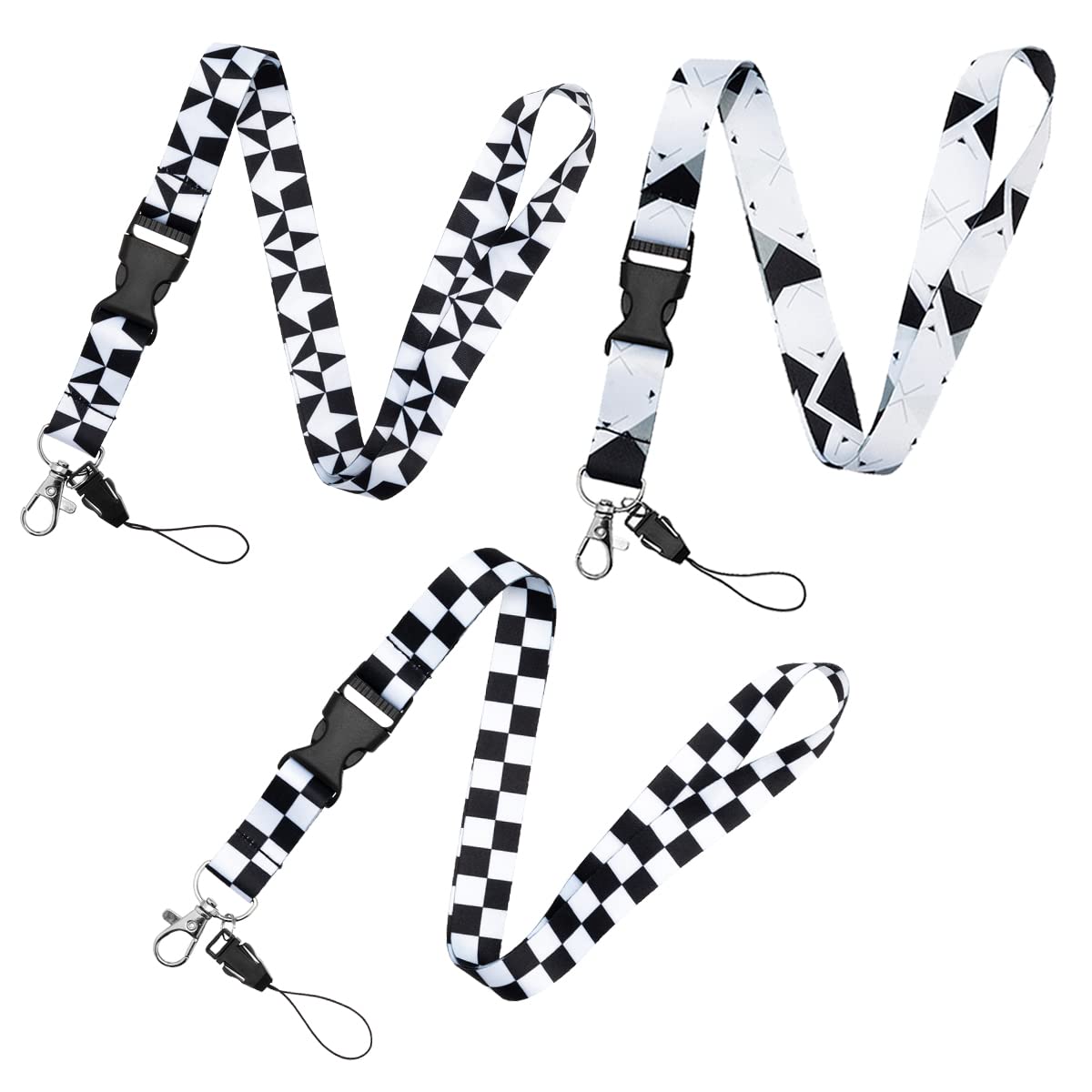 3 Pack Detachable Keychain Lanyards Cool Neck Lanyard ID Badge Lanyard with Release Safe Strap Buckle for Keys, Men and Women