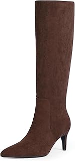 Knee High Boots Women Tall Boots Pointed Toe Kitten Heel Boots for Women Side Zipper Long Fall Boots Women Knee High Boots Size 6-11