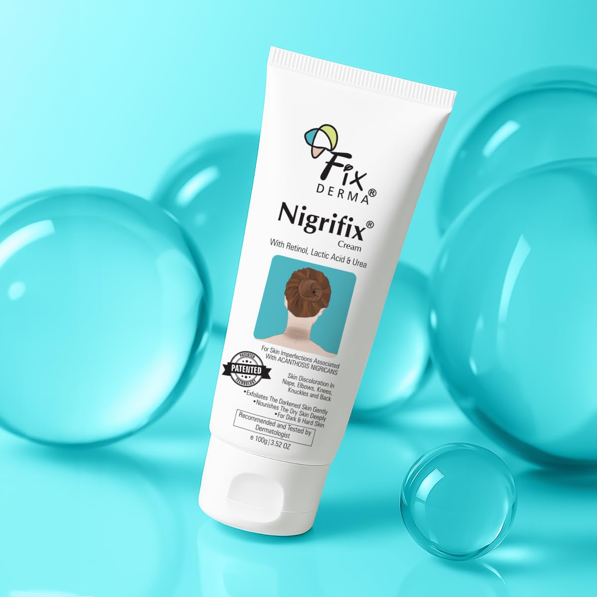 FIXDERMA Nigrifix Cream for Acanthosis Nigricans with Lactic Acid | Dermatologist Tested Retinol Cream | Useful for Dark Body Parts like Neck, Ankles, Armpits & Elbows –3.52 FlOz