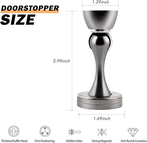 Miniatura 7 de KOLAKO Topes de puerta, topes magnéticos para puerta, montaje en piso de pared, imán resistente, soporte moderno cepillado para puerta suave, tope