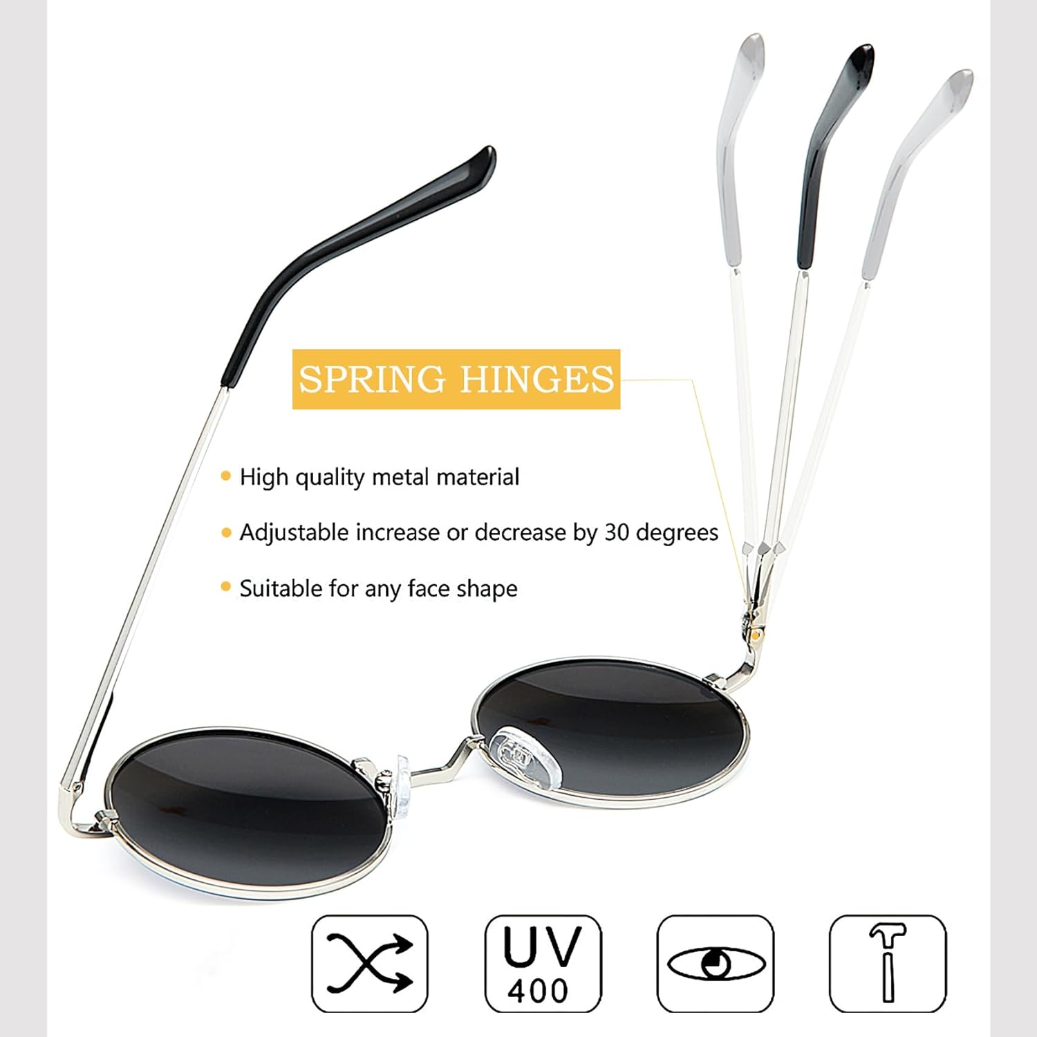 Joopin Hippie Round Sunglasses for Women Men Small Circle Sun Glasses Polarized UV400 Protection - Image 4