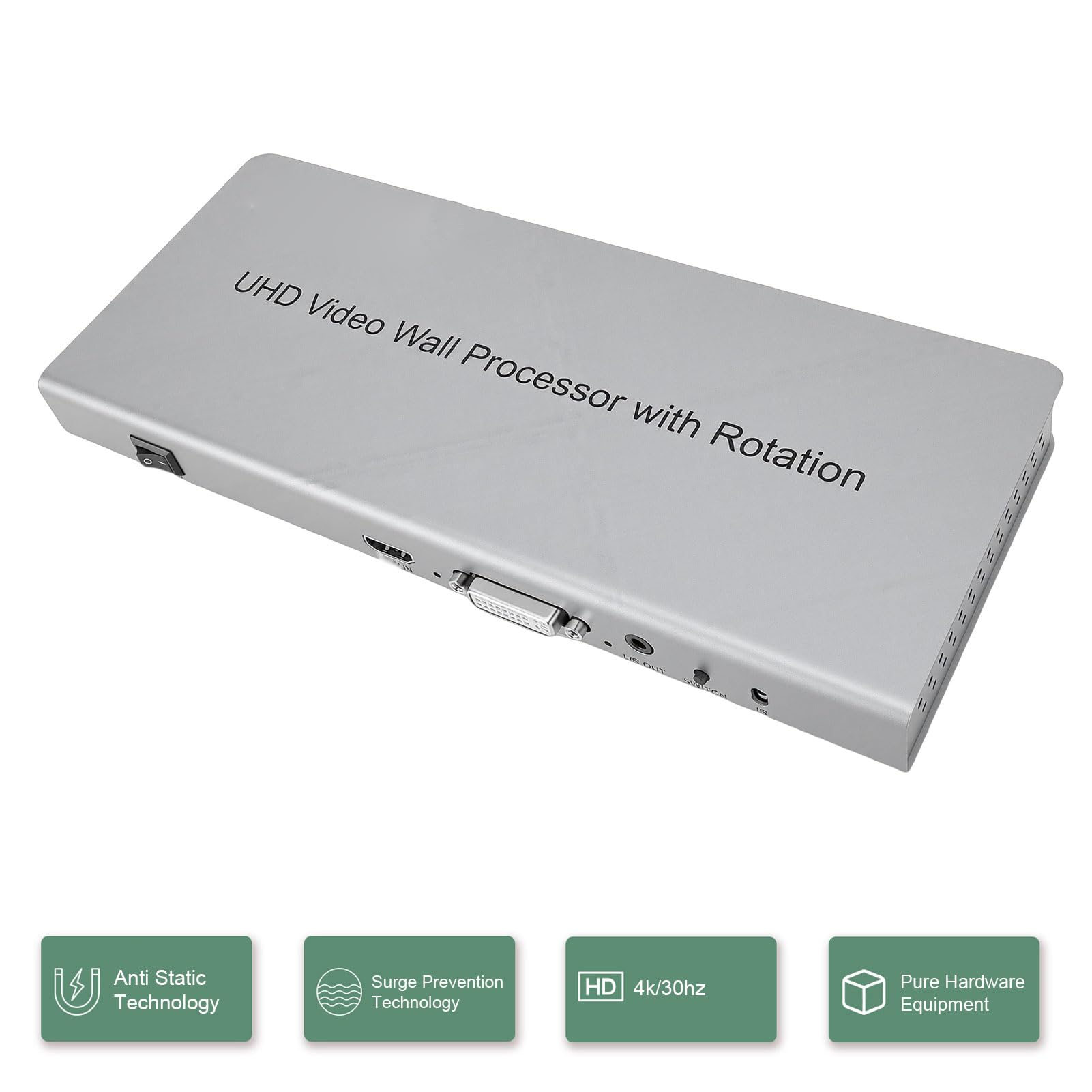 Cuifati Controlador de Pared de Video 4K, Multivisor con 8 Modos de Visualización para Consola de Juegos de Cámara de Seguridad, Rotación de 90° 180° 270°, Extracción de RS232 para TV (Enchufe de la