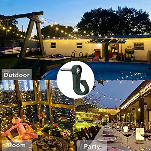 BOZXYE 20 Pack Q-Hanger Hooks with Screw, Home Christmas Light Hangers Hooks for Outdoor String Lights, Easy to Install Indoor Outdoor Christmas Light Fairy Lights, Retro Green