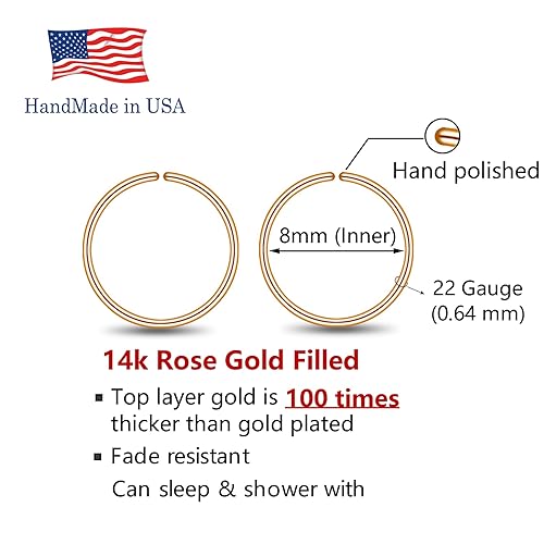 Miniatura 3 de 14k Rose Gold Filled Mini Huggie Hoop Earrings for Women Girls