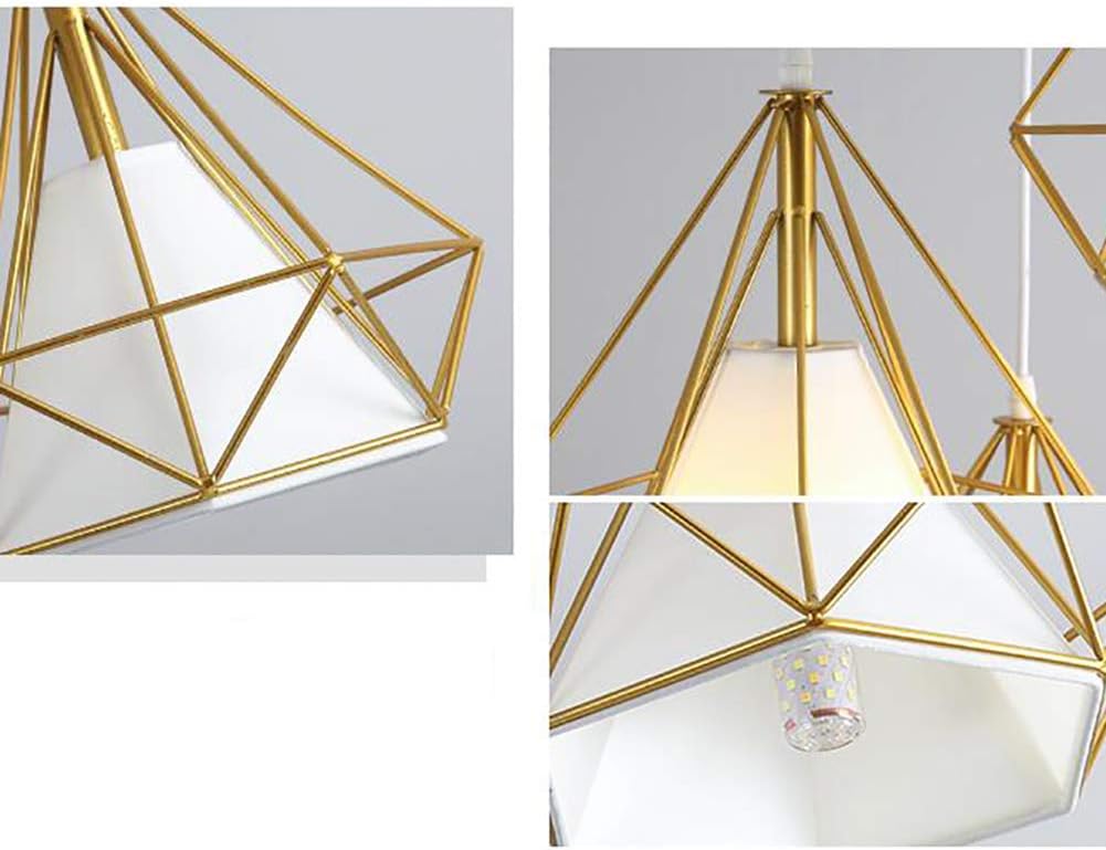 Three Heads Diamond Chaner, E27 Nordic Iron Art Chaner, Kitchen Bedroom Dining Room Bar-Black. 3 Discs (Oro. 3 Long Plates)