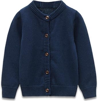 Toddler Knit Cardigan Sweaters Baby Boys Girls 100% Cotton Solid Color Basic Sweater 18M-6T