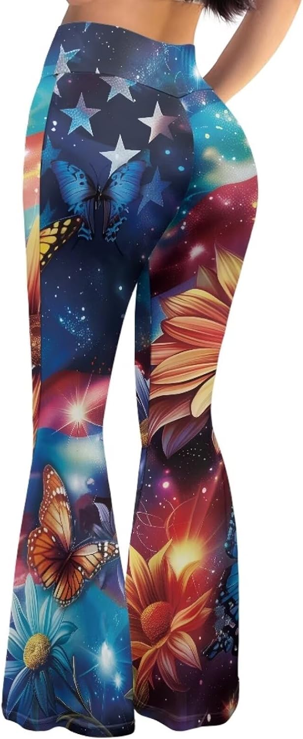 Modysero High Waisted Yoga Pants for Women Tummy Control Flare Leggings Disco Party Bell Bottom with Pocket