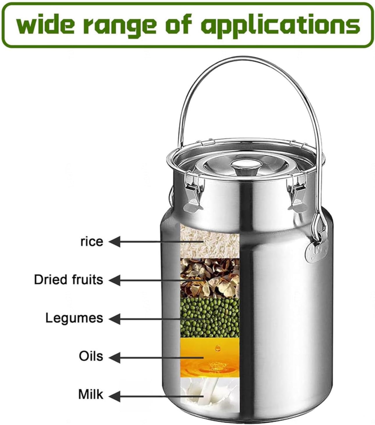 stainless steel milk cans storage Transport Cans Wine Pail Bucket Jug Pot Oil Liquid Storage Barrel for Milk Wine Oil Multiple capacities available,(10L/2.64Gal)