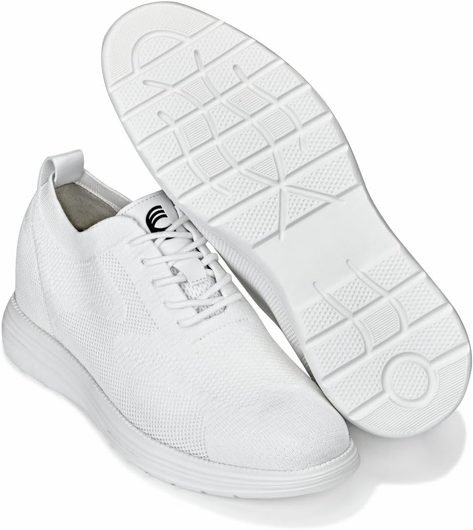 CALTO Men's Invisible Height Increasing Elevator Shoes - White Ultra Light-Weight Lace-up Knitted Sporty Walker - 2.8 Inches Taller - X2633 - Size 9 D(M) US - Image 8