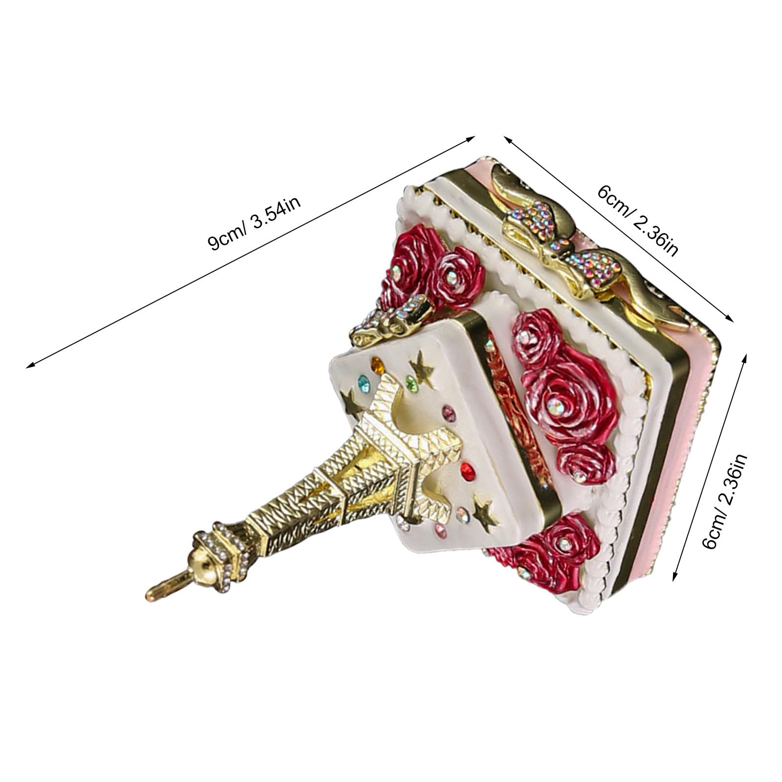 Caja de baratijas de esmalte pintado para decoración del hogar, con forma única de la Torre Eiffel, organizador de joyas coleccionable para guardar anillos, pendientes y collares.