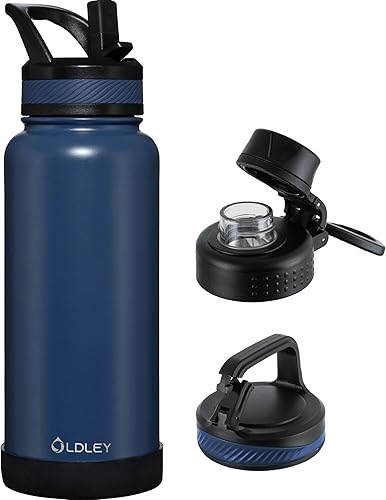 Miniatura 36 de OLDLEY Botella de Agua Aislada de 32 oz con Pajilla, Vaso Frasco de Agua Deportiva de Acero Inoxidable con 3 Tapas (Pajilla, Boquilla y Tapa con