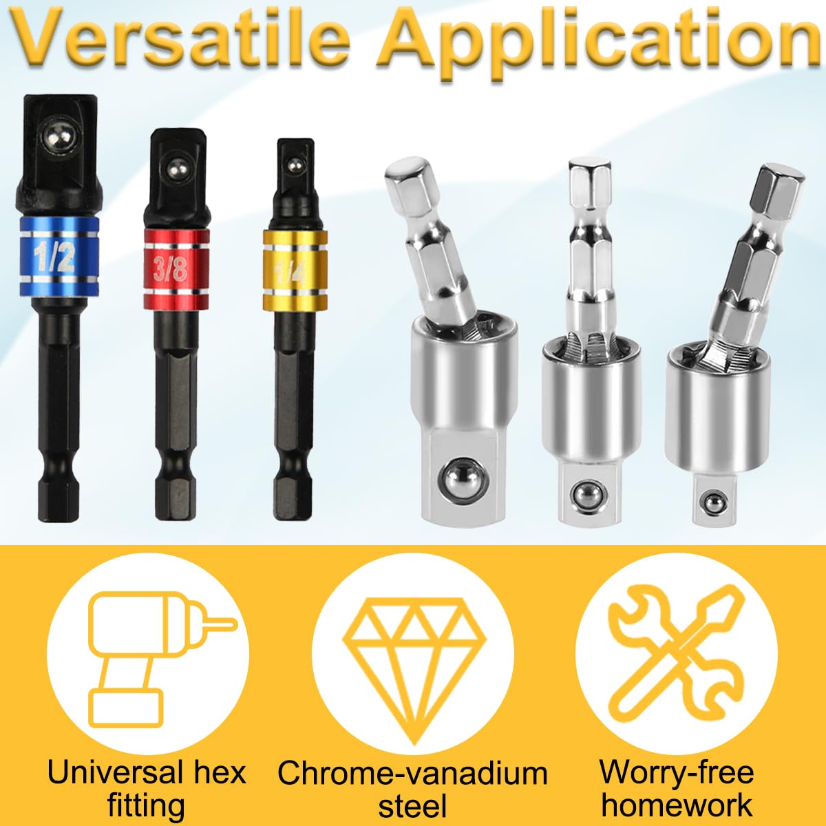 Estensione flessibile per trapano con attacco ad angolo retto a 105° Adattatore per dopa girevole a 360° (1/4" 3/8" 1/2") albero esagonale trapano angolare 105° Estensione pieghevole