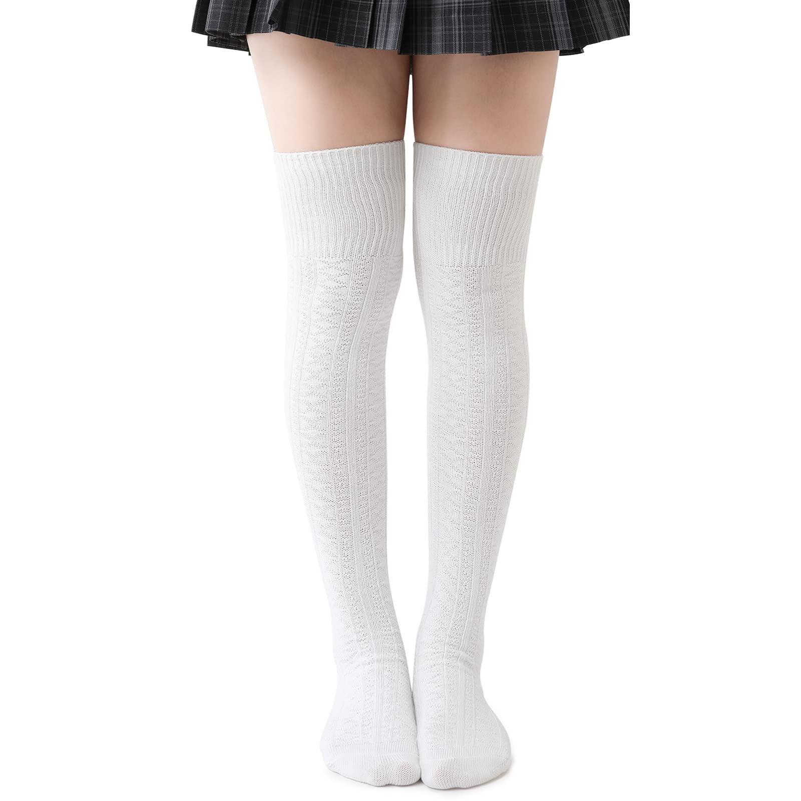 Kefiyis Kniestrümpfe Damen Overknee Strümpfe Lange Gestrickte Warme Socken Oberschenkelhohe Socken für Damen und Mädchen