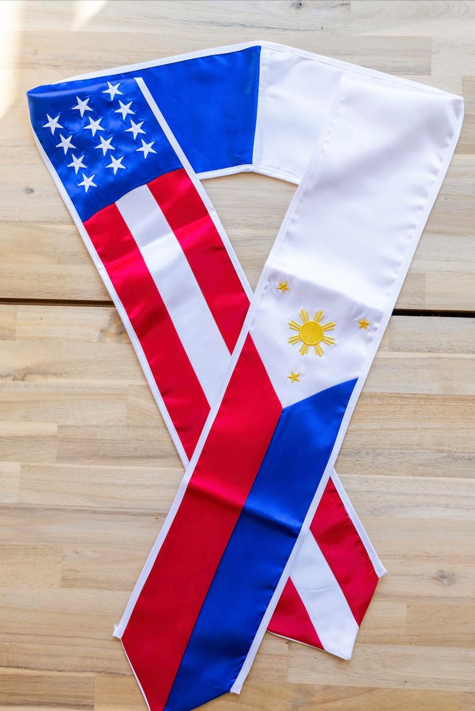 Philippines Flag Embroidered Graduation Stole | Sash | Scarf | Filipino Heritage Grad