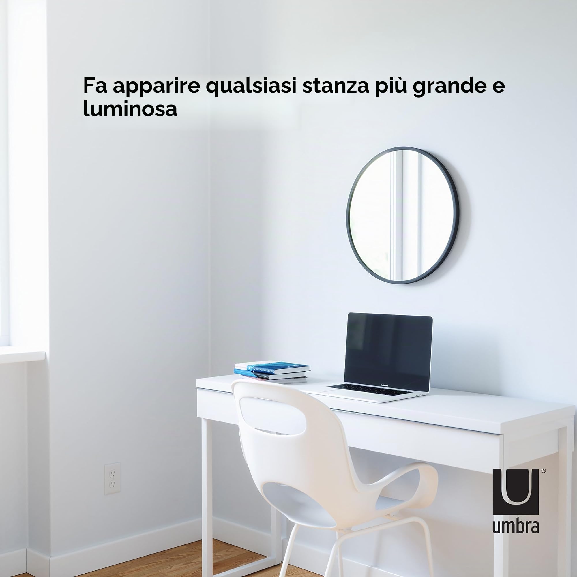 Umbra Hub Specchio da parete ovale, 46x61 cm, Nero