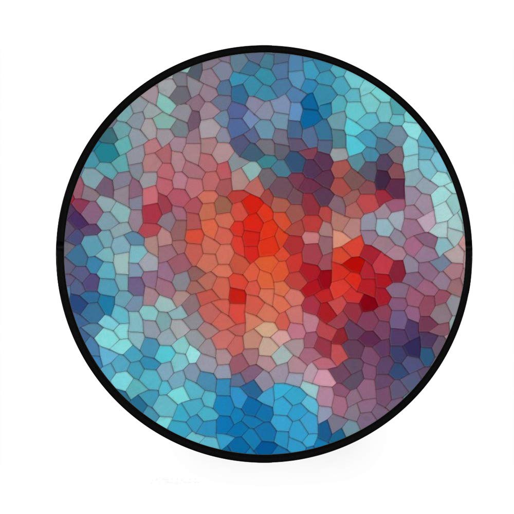 Paillasson rond antidérapant et absorbant avec motif carrelage coloré pour intérieur