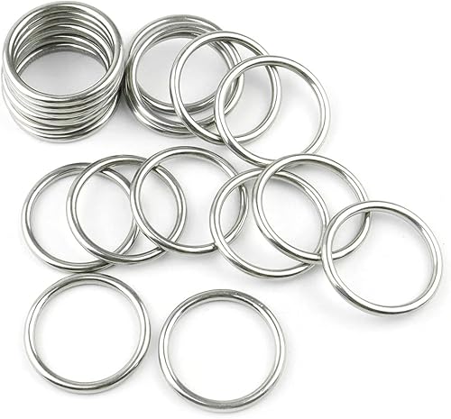 20 anillos redondos soldados de acero inoxidable 304 para cinturón de campamento, correas de perro, accesorios de equipaje (0.197 in x 0.984 in de
