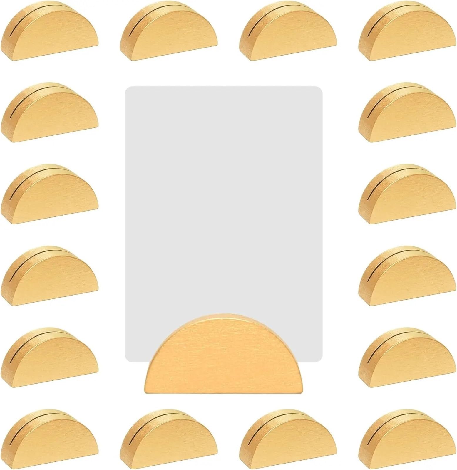 GOXQIT 24 Pcs Gold Table Number Stands, Wooden Wedding Place Card Holders For Events For Party