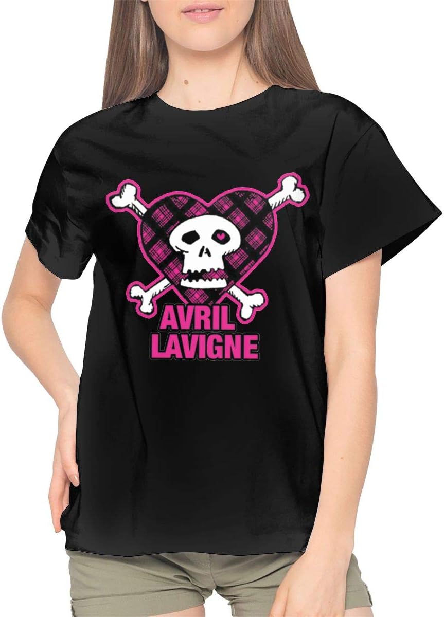 Dana J Lessard Avril Lavigne T Shirt Women's Cotton Fashion T Shirt Round Neck Top Short Sleeve Tee Black