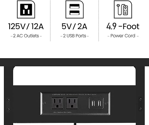 Miniatura 7 de TUTOTAK Juego de 2 mesas auxiliares en forma de C con estación de carga, mesa de bandeja de TV con 2 puertos USB y tomacorrientes, mesa de sofá,