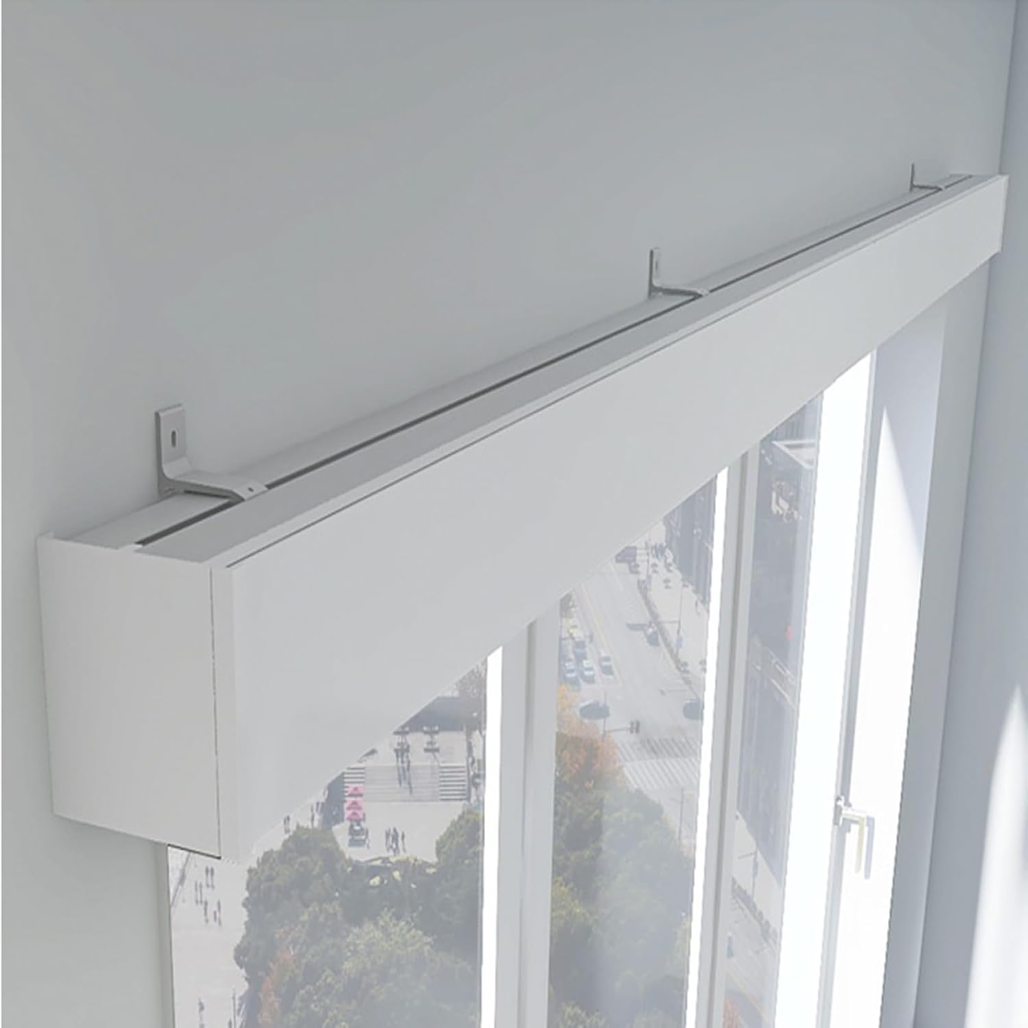 3-in-1 CurtainTrack & Valance - Metal Ceiling/Wall Mount, Blackout Decorative Panel for Living Room & Bedroom, Versatile CurtainSolution, Easy Install, Stylish Home Décor