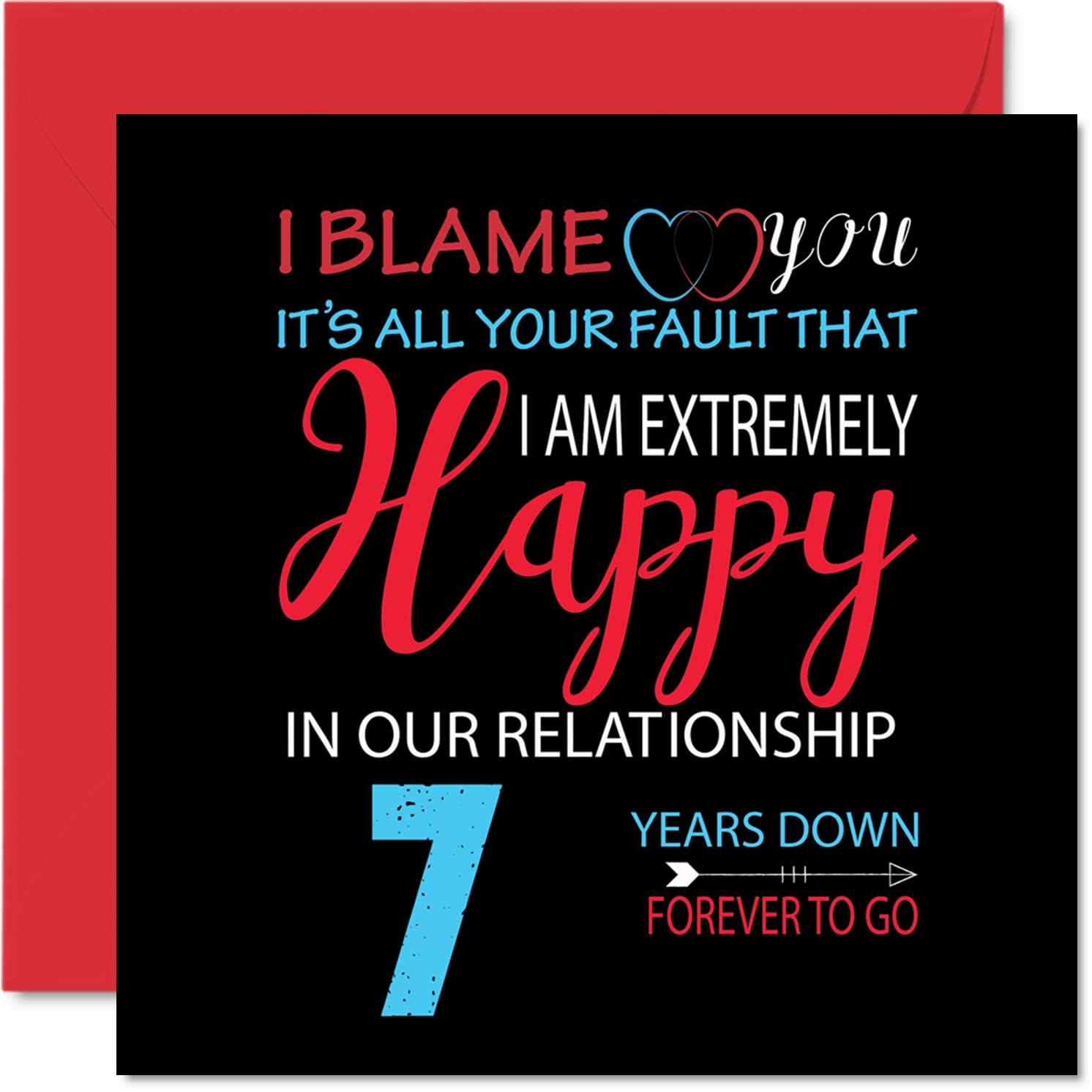 Funny Copper Anniversary Card for Husband Wife - Your Fault I'm Extremely Happy - Happy 7th Wedding Anniversary Card for Partner, 145mm Greeting Cards Anniversaries