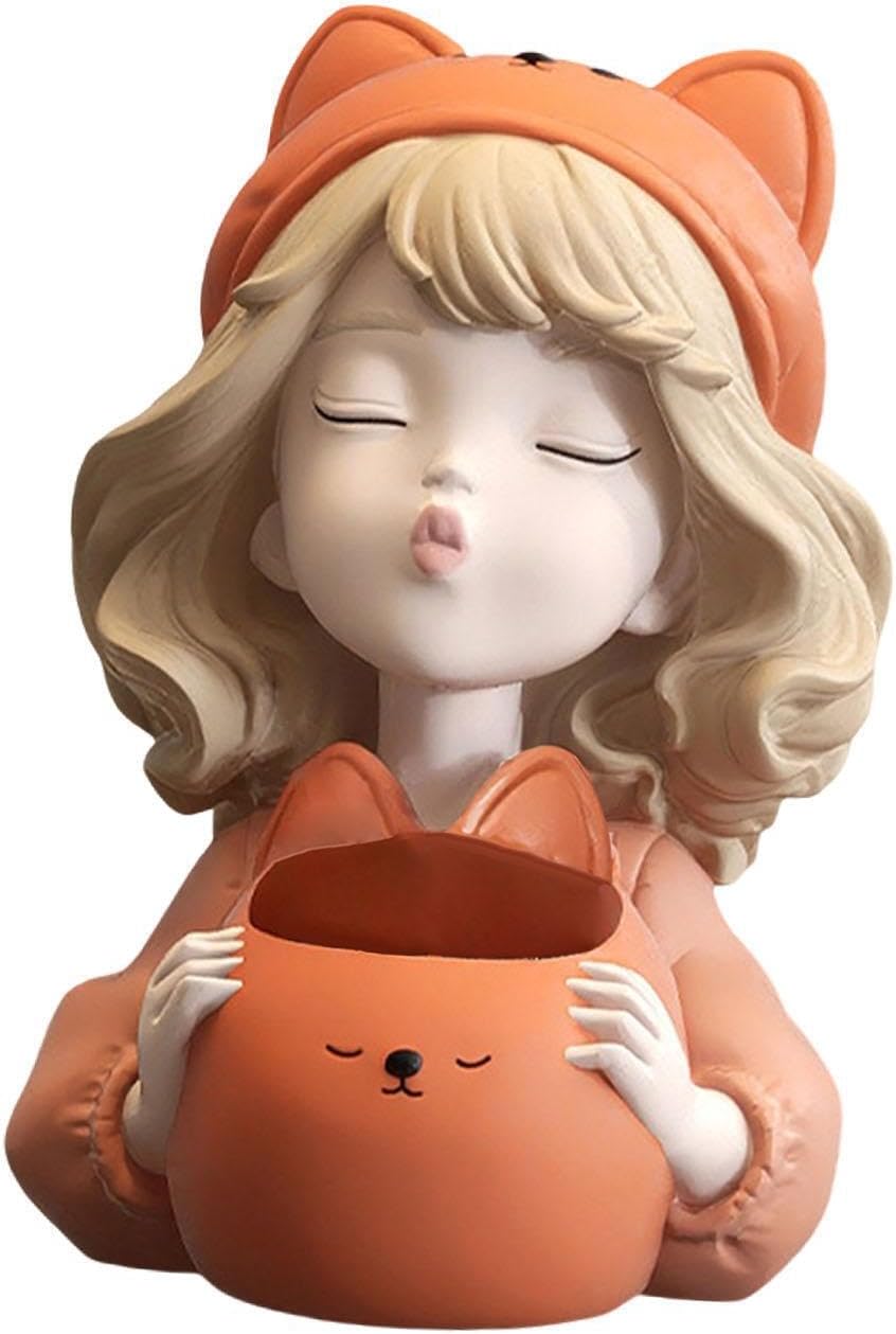 プレミアムな卓上彫刻ペンシルホルダーメイクブラシオーガナイザーデスクディスプレイ装飾フィギュアキャンディボウル