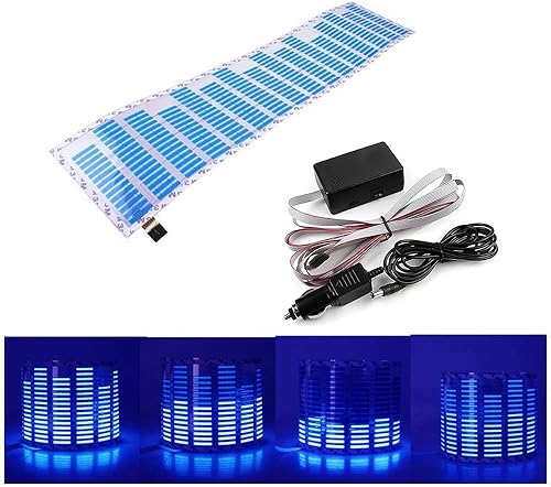 Sonido con sensor activado por música para coche, etiqueta engomada ecualizador, ritmo LED, luz de flash LED de audio (90 × 9.8 in, multicolor)