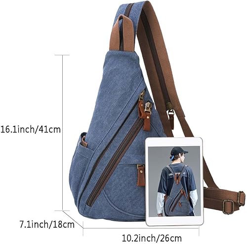 Miniatura 2 de KL928 Canvas Sling Bag - Small Crossbody Backpack Shoulder Casual Daypack Rucksack for Men Women