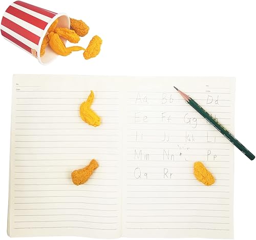 Miniatura 5 de Borradores de alimentos, paquete de 27 borradores de pollo frito para mascotas, lindos y divertidos, suministros escolares, regalos de premios,