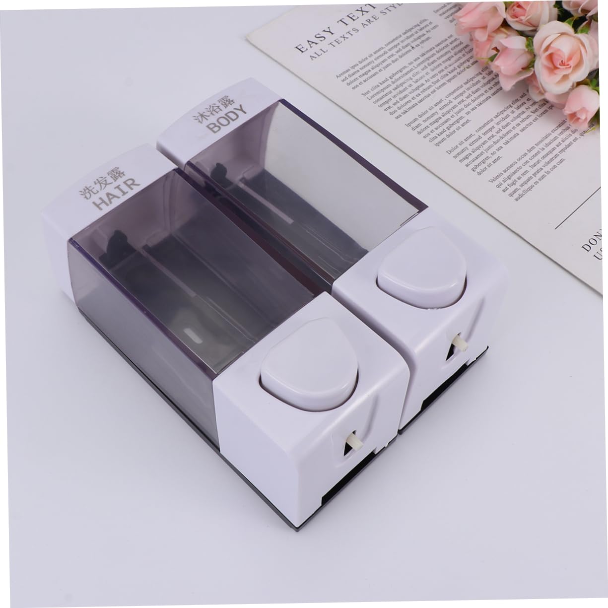 WOONEKY Dispenser Di Sapone Da Parete Da 700 Ml Flacone A Doppia Pressione Per Docciaschiuma E Lozione Per Il Corpo Bianco Facile Da Usare