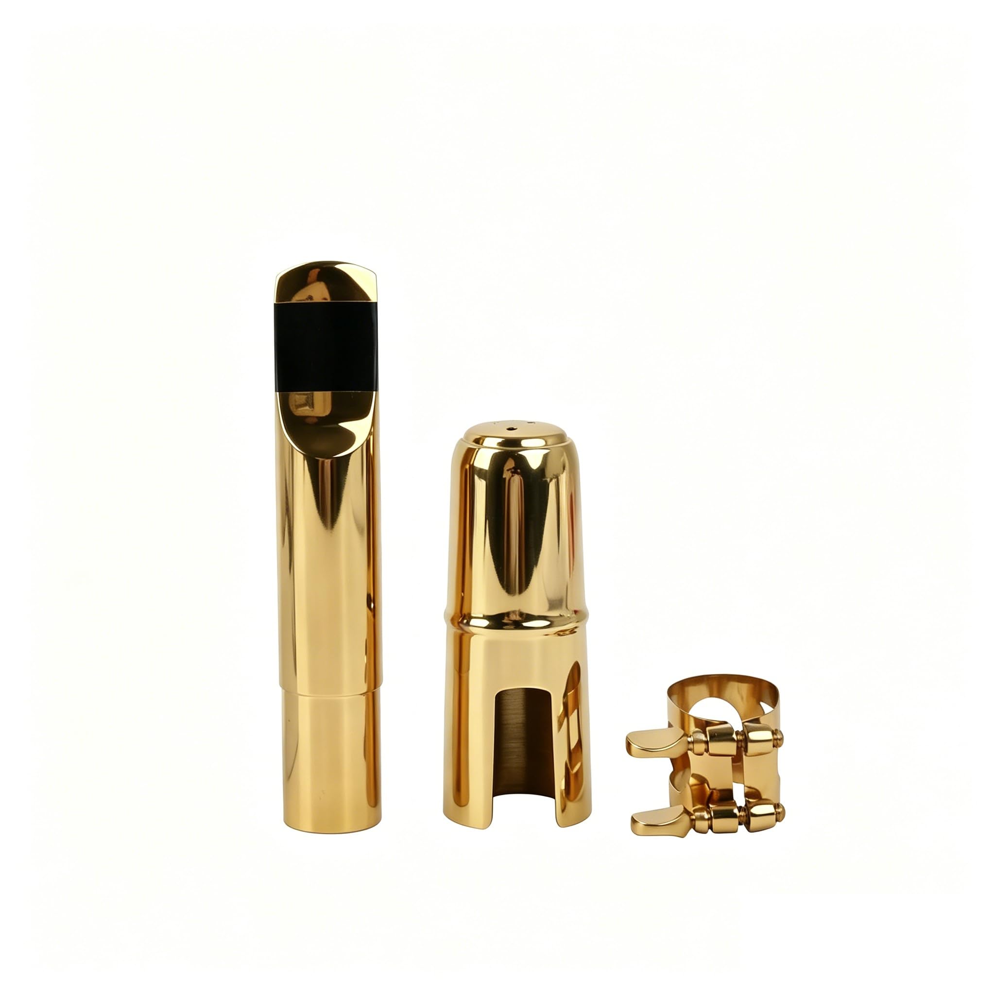 Yibuy - Boquilla de metal para saxofón tenor si bemol con tapa y ligadura, tamaño 7, color dorado
