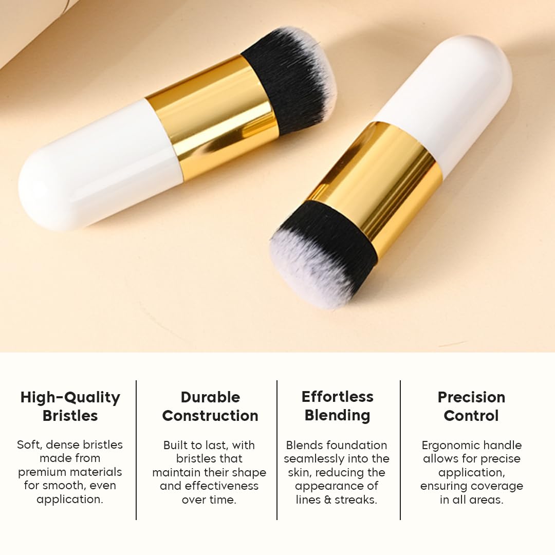 Gleva Powder and Foundation Makeup Brush Flawless Application for Liquid, Cream, and Powder Makeup Blending β Soft, Dense Bristles for Smooth, Even Coverage Multitasking Travel Brush 2