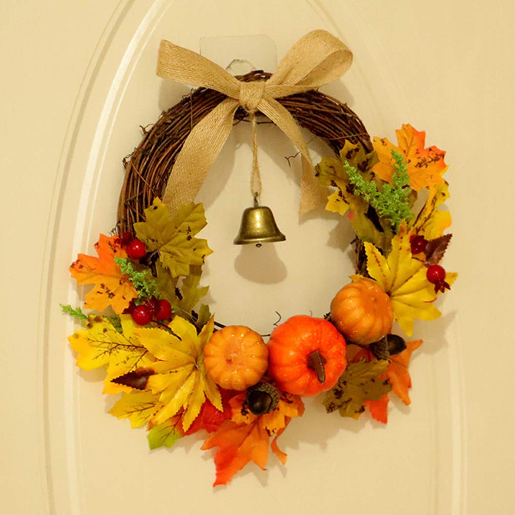 Homoyoyo Ghirlande Autunnali Artificiali 12 Pollici/ 30 Cm Rattan Maple Leaf Leaf Fall Pumpkin Raccolta Raccolta per La Porta D' ingresso Halloween Ringraziamento Del di Natale