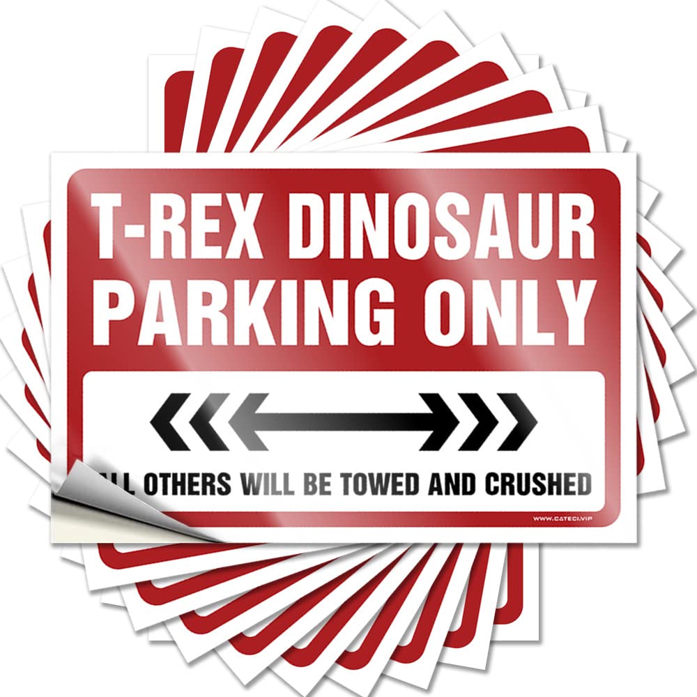 Basement Decor Fall Funny Sticker - T-rex Dinosaur Parking Only Garage Waterproof Vinyl Sticker(8X12CM)