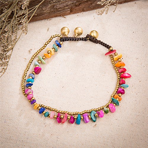 Image of kelistom Bohemian Ankle Bracelets for Women Handmade Natural Stone Beaded Chain Anklet