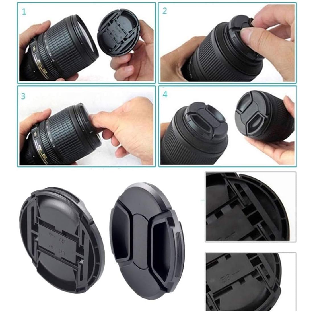 58 Copri / Tappo obiettivo Laccio di sicurezza per Canon EOS 1DX
