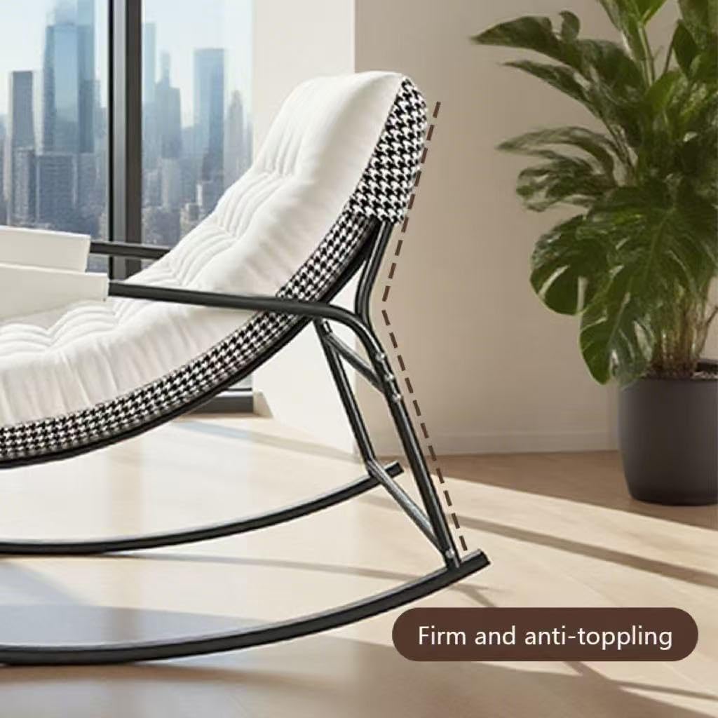 Glider Rocking Chair with Footrest, Comfortable Recliner Lounge Chair with Soft Cushion & High Backrest, Patio Rocker Chair with Armrests for Living Room, Bedroom,Office Indoor & Outdoor -White