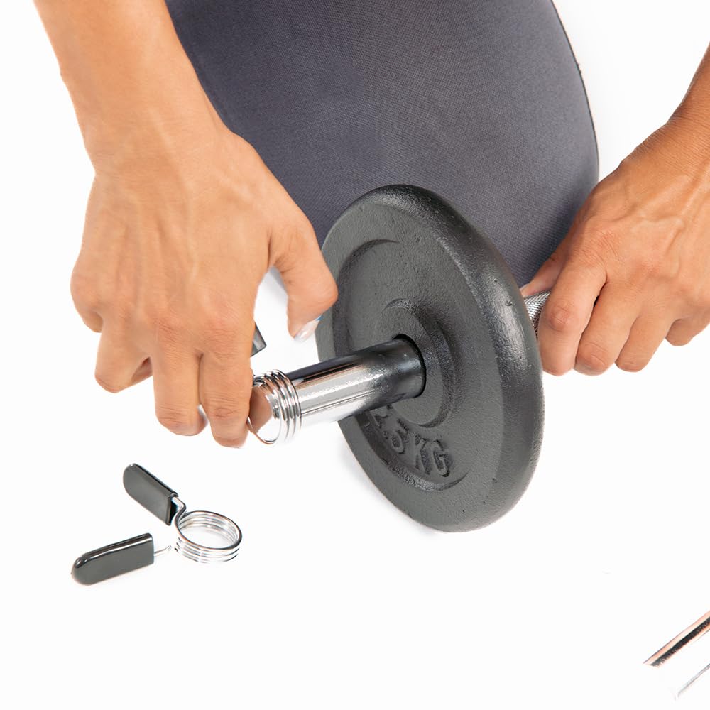 EVERGY Set Mancuernas Ajustables para Gimnasio en Casa 20 kg – 2 mancuernas con discos intercambiables (2 a 10 kg c/u), barras acero 35 cm, mango 28 mm, 4 cierres