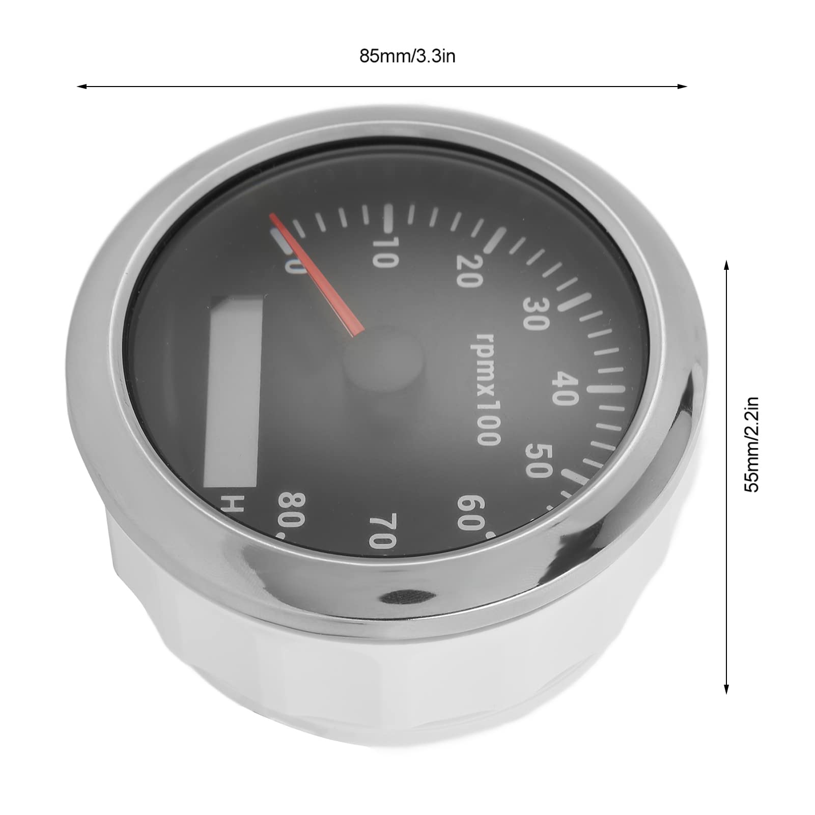 Tacómetro Digital Universal 85 Mm / 3,35 Pulg. Medidor de RPM Marino Fuera de Borda Resistente al Agua (Negro)