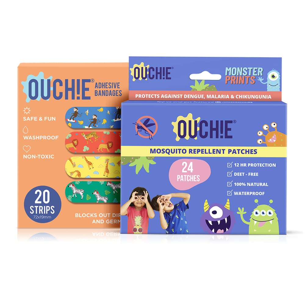 Aya Papaya Monster Print Mosquito Repellent Patches (24 Patches) & Non-Toxic Printed Bandages - Orange (20 Strips) Combo Pack.-image-12