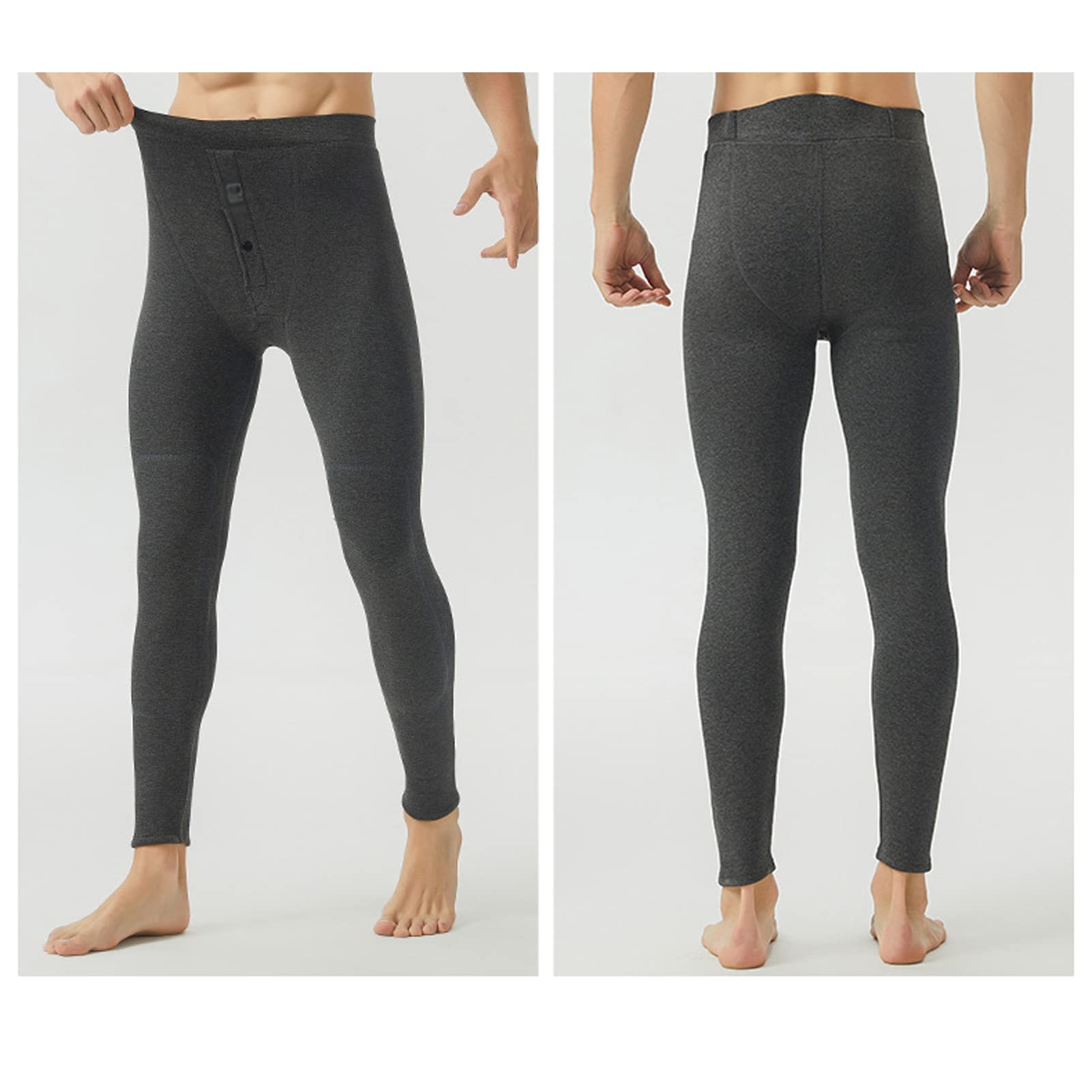 Pantaloni termici in pile da uomo biancheria intima Elasticità a vita alta pesante inverno caldo foderato lunghi Leggings pantaloni della