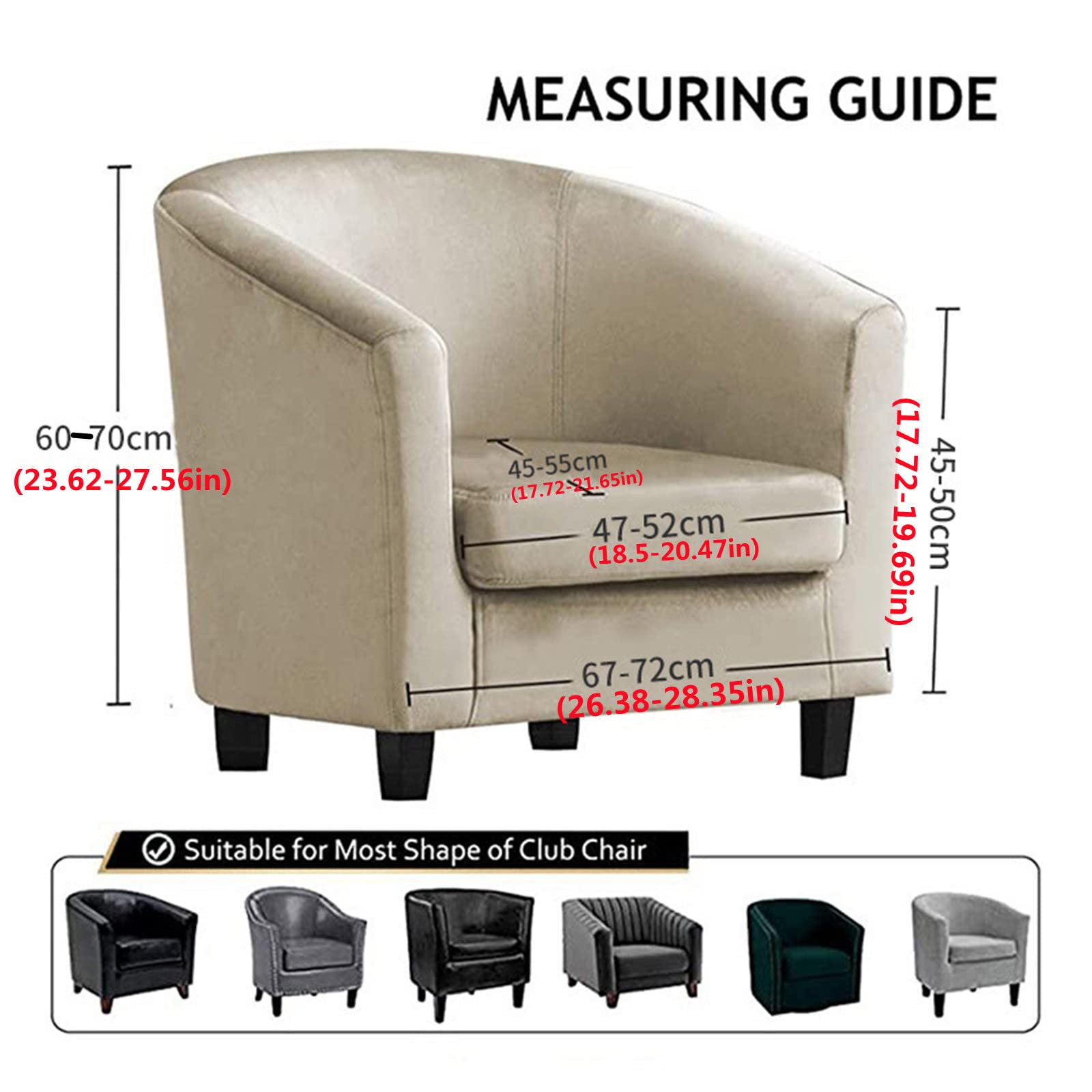 XINGYUEXUAN 2-Piece Stretch Club Chair Slipcover - Universal Barrel Chair Cover Protector