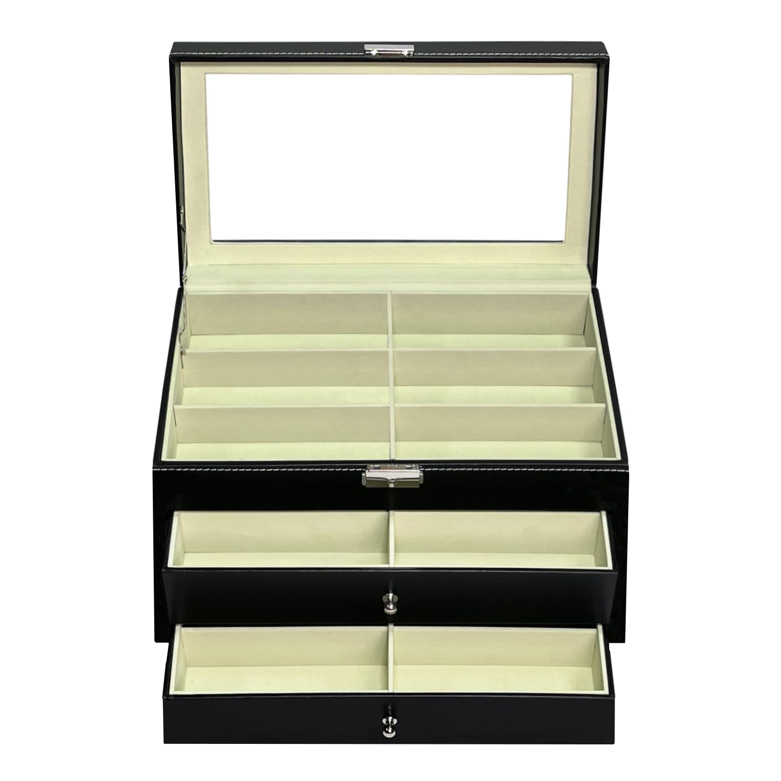 Mr Maestro Relojero | Brillenetui für 18 Brillen aus Öko-Leder | Brillenetui Brillenbox | Schwarz | großes Geschenk