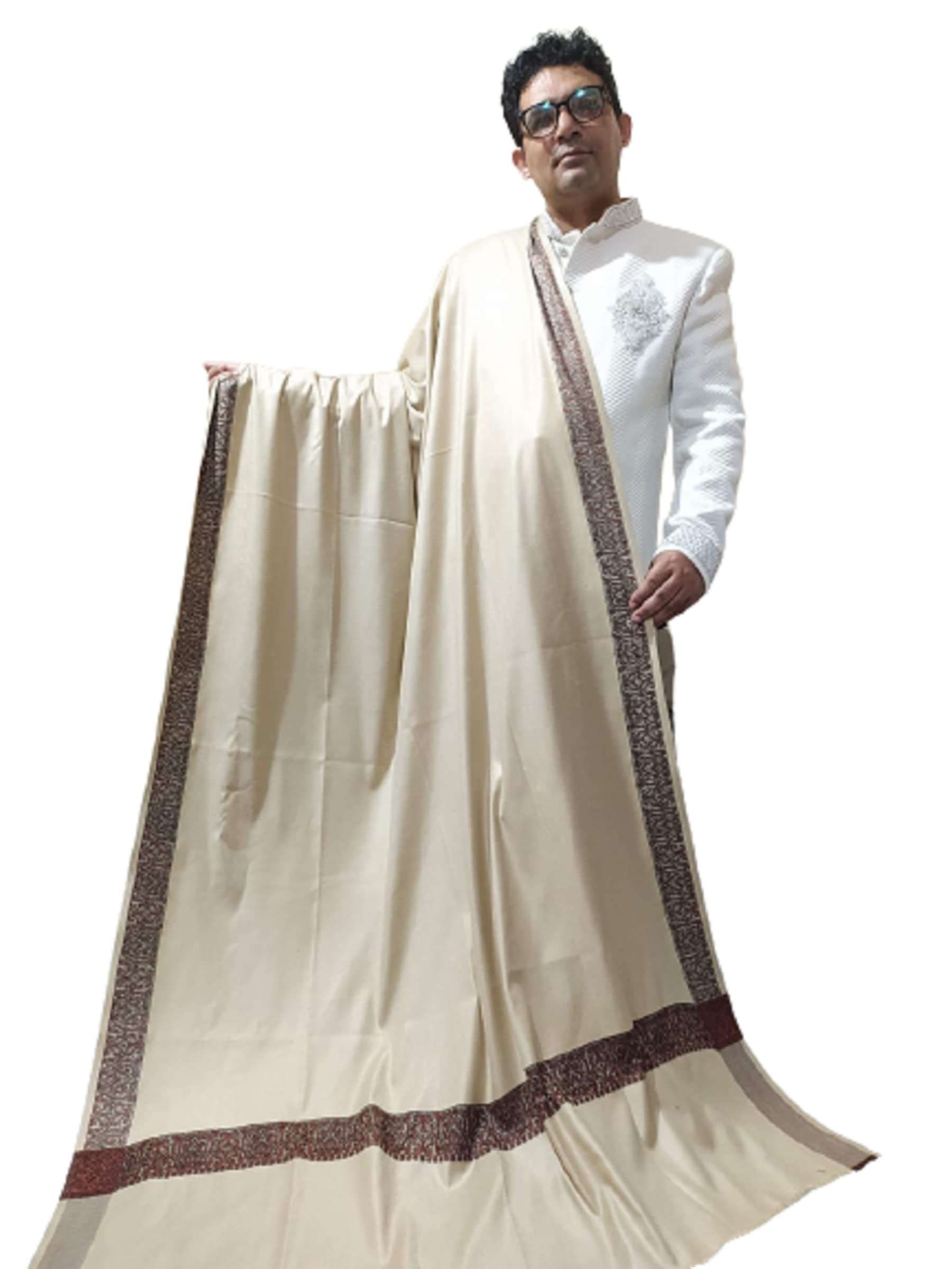 kashmir handloom handicraft KASHMIRI MEN`S LOHI/SHAWL WOOLEN [50x100] malla 3-picture-14